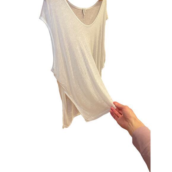 Aritzia Wilfred Women's XS/S High Low Cropped Sheer T-Shirt Top‎ White Linen - Picture 6 of 13